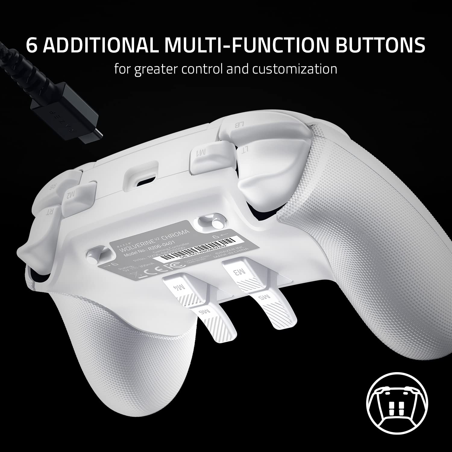 Razer Wolverine V2 Chroma Wired Gaming Pro Controller for Xbox Series X|S, Xbox One, PC: RGB Lighting - Remappable Buttons & Triggers - Mecha-Tactile Buttons & D-Pad - Trigger Stop-Switches - White