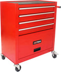 4 Drawers Tool Cart on Wheels, 4 Drawer Rolling Tool Chest, Trolley Organizer Tool Box Tool Case with 1 Cabinet, Multifunctional Tools Case for Garage,Warehouse,Workshop,Repair Shop (Red)