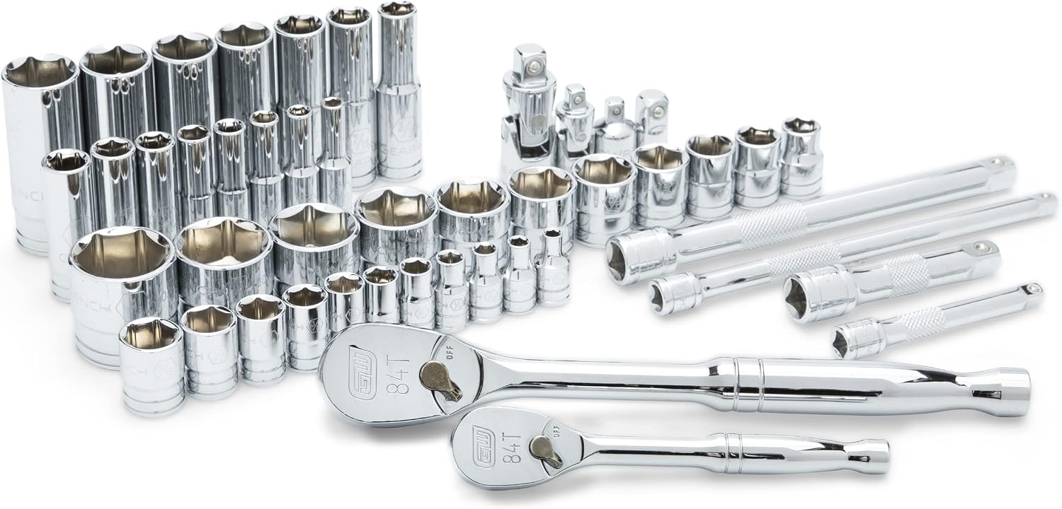 GEARWRENCH 47 Piece 1/4', 3/8' SAE 6 Point SAE Standard & Deep Mechanics Tool Set - 89090