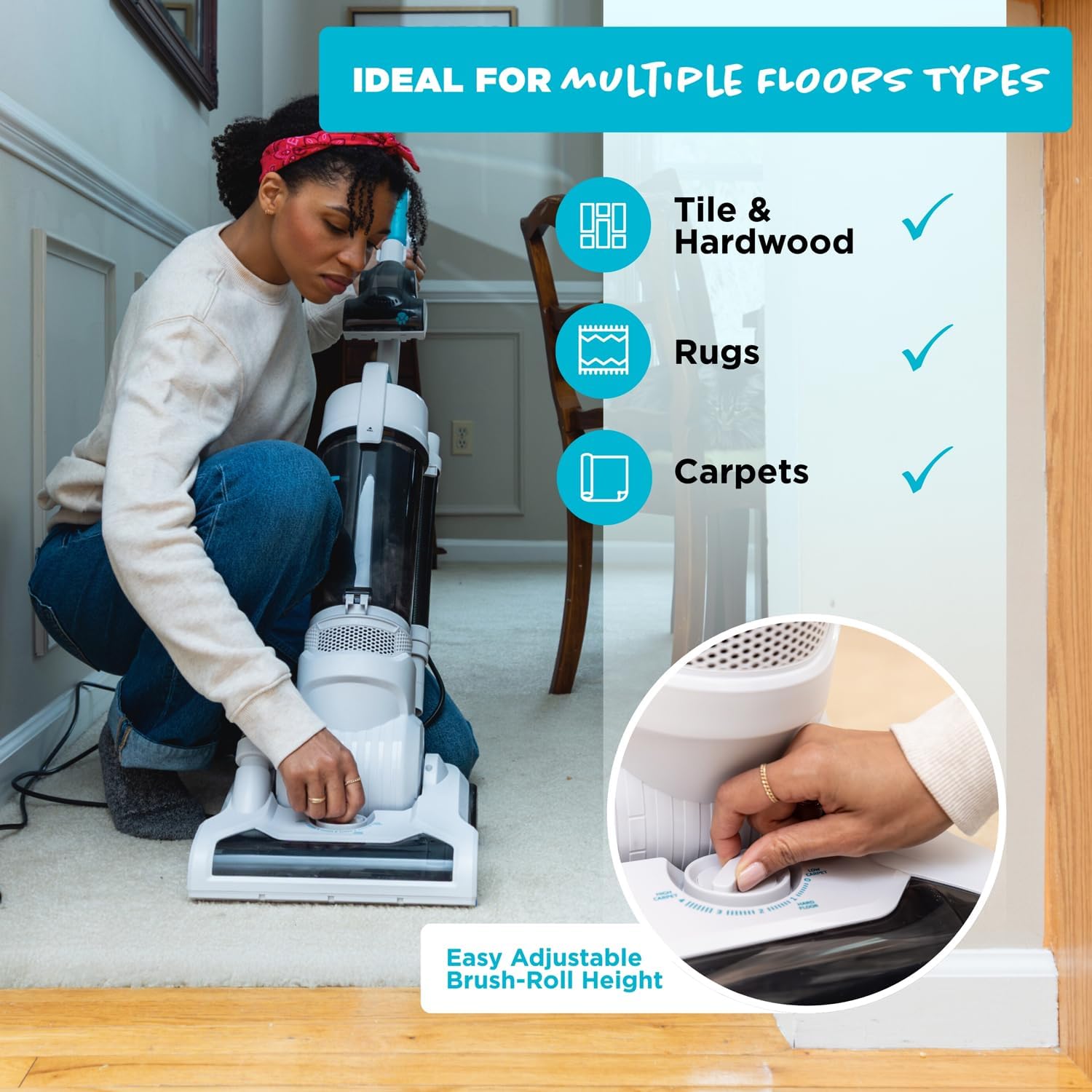 Pets Pro, Hard Floor and Carpet Vacuum Cleaners for Home Pet Hair, Upright, Bagless Lightweight, Powerful Suction in Homes with Dogs Plus Upholstery, Dust and Crevice Tools, SVPET