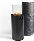 Planika BINO Outdoor Gas Fireplace - Fire Column with Glass Shield for Patio or Gardens (Outdoor Cover Incl) (Black)