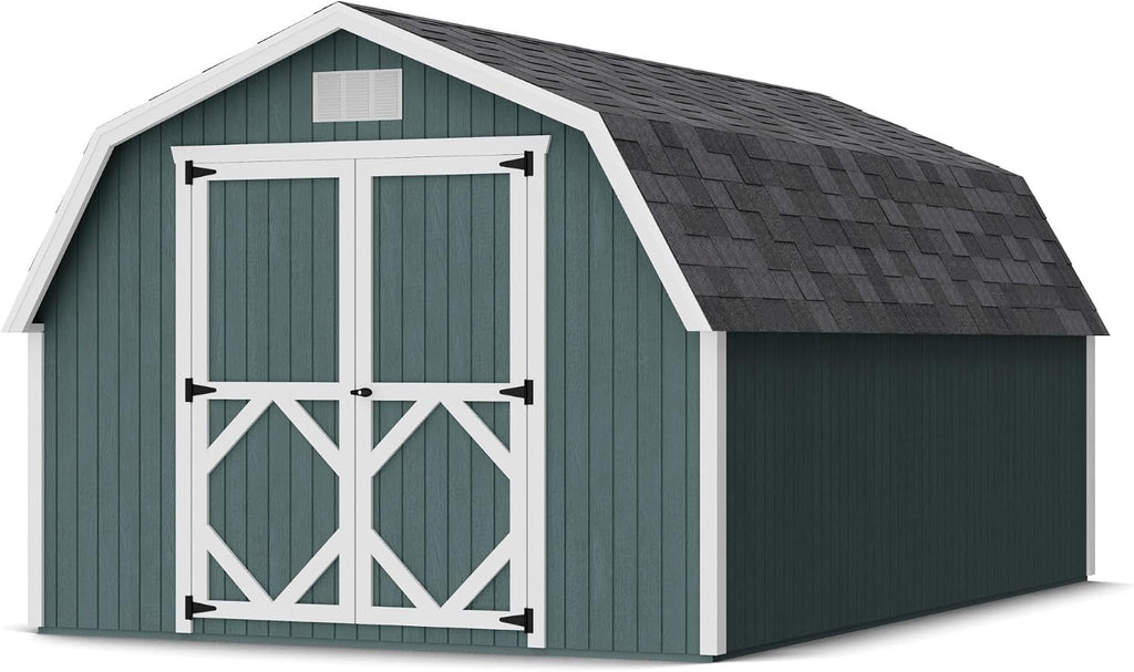 Little Cottage Co. 10x16 Classic Gambrel Barn with 4 ft. Sidewalls with Floor, Outdoor Wood Storage Shed Do-It-Yourself Precut Kit
