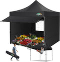 COBIZI 10x10 Pop Up Canopy Tent with Awning & Sidewalls, Heavy Duty Commercial 10X10 Canopy Tents Instant Waterproof, UPF 50+ Sun Shade for Outdoor, Parties, Markets (Black)