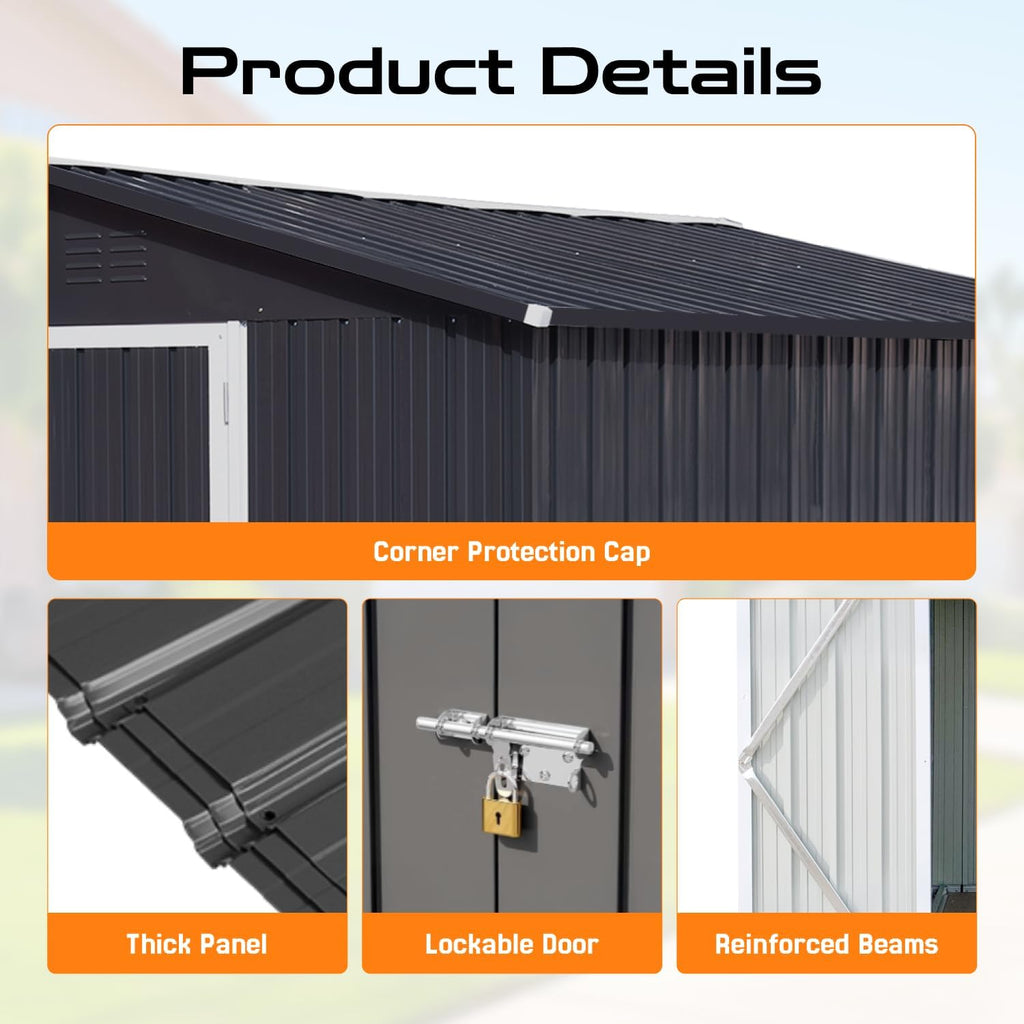 LINKHOO 6'x4' Outdoor Storage Shed，Apex Roof, White & Yellow