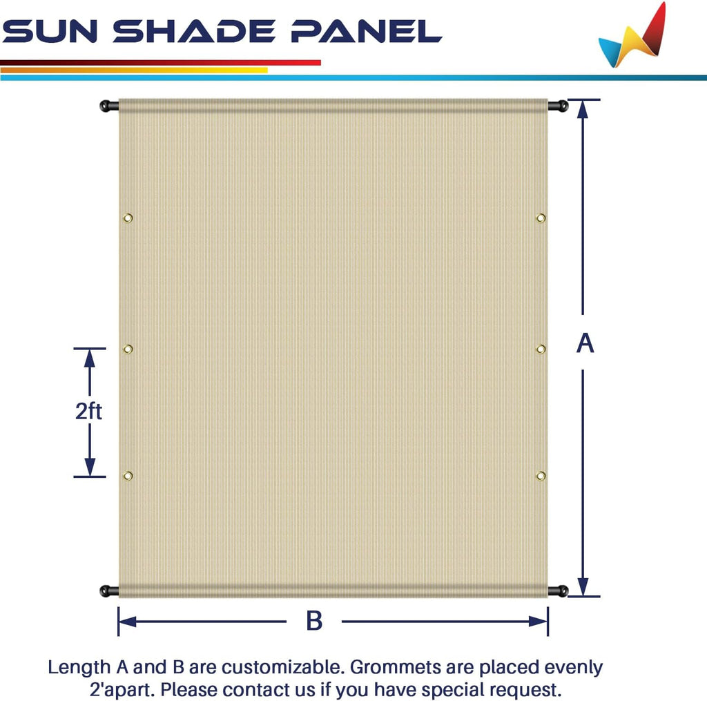 Windscreen4less 9'x16' Outdoor Pergola Replacement Shade Cover Canopy for Patio Privacy Shade Screen Panel with Grommets on 2 Sides Includes Weighted Rods Breathable UV Block Beige