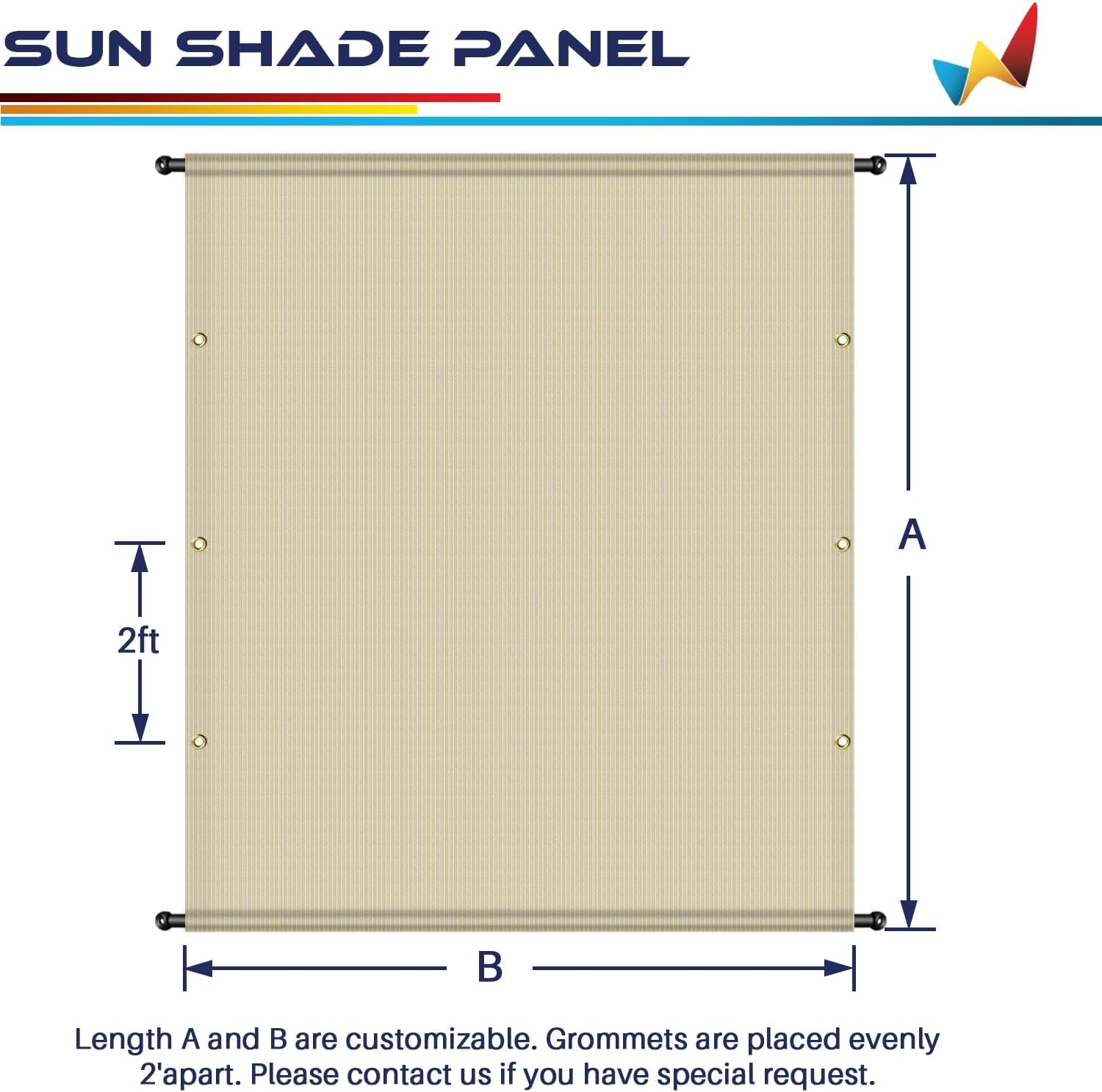 Windscreen4less 9'x16' Outdoor Pergola Replacement Shade Cover Canopy for Patio Privacy Shade Screen Panel with Grommets on 2 Sides Includes Weighted Rods Breathable UV Block Beige