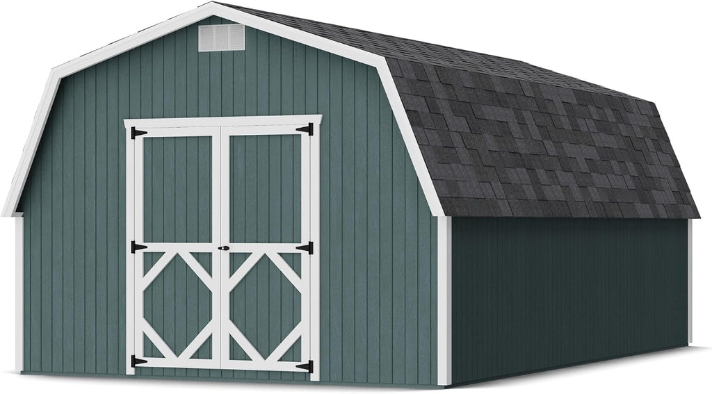 Little Cottage Co. 12x20 Classic Gambrel Barn with 4 ft. Sidewalls with Floor, Outdoor Wood Storage Shed Do-It-Yourself Precut Kit