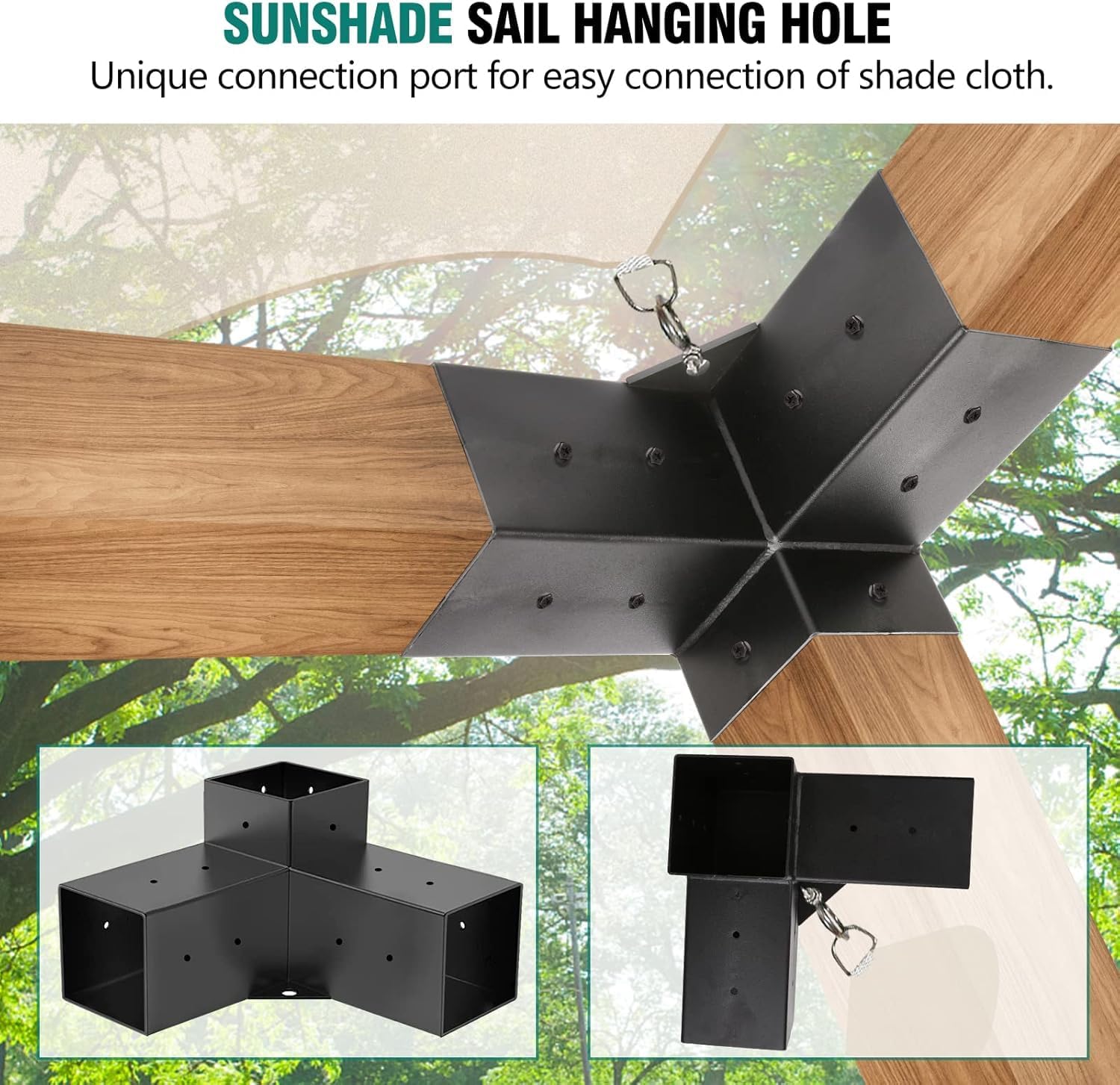 Pergola Brackets 4 Pack Woodworks Pergola Kit 3-Way Right Angle Corner Bracket with Pergola Post Base for 4x4'' (Actual: 3.62x3.62'') Wood Beams Elevated Wood Stand Gazebo Kit