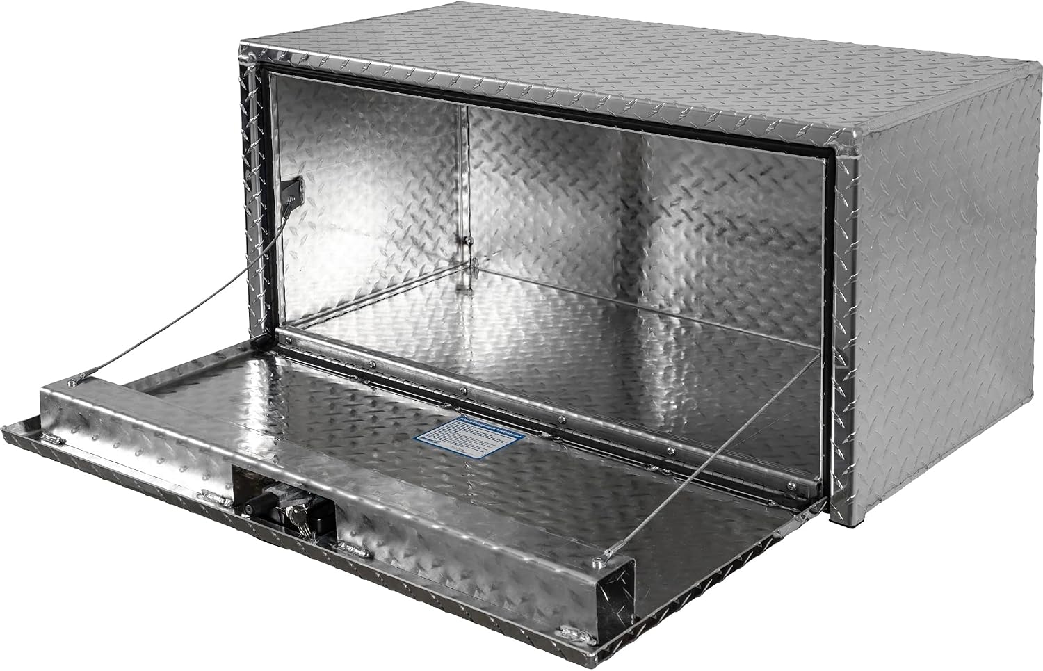 Buyers Products 1705105 Silver Diamond Tread Aluminum Underbody Truck Box with T-Handle Latch, 18 x 18 x 36 Inch, Durable Contractor Toolbox For Organization And Storage, Job Tool Chest