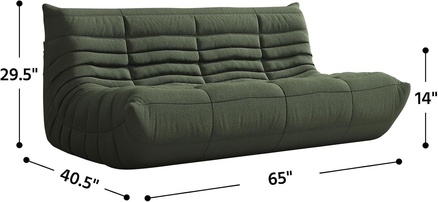 3-Seater Giant Loveseat Boneless Bean Bag Chair for Adults - Teddy Fleece Fireside Accent Chair with Memory Foam, Comfy Lazy Floor Sofa Couch Chaise Lounge for Living Room Bedroom Theater