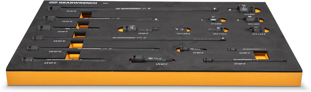 GEARWRENCH 17 Piece 1/4', 3/8', 1/2' Impact Drive Tool Accessories Set with EVA Foam Tray - 86524