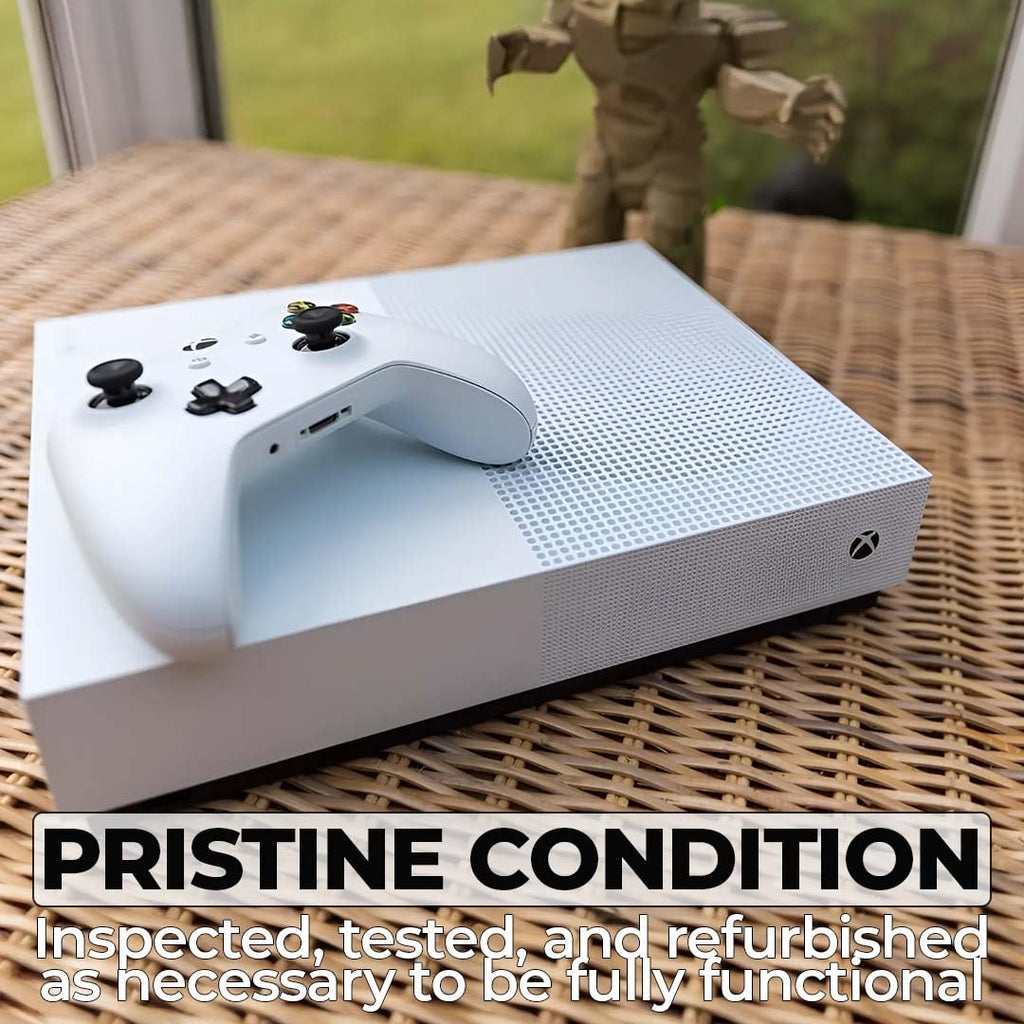 Xbox One S 1TB All-Digital Edition Console Bundle - Includes the Xbox One S Console Series, White, 1x Wireless Controller, and a Microfiber Cloth (Renewed)