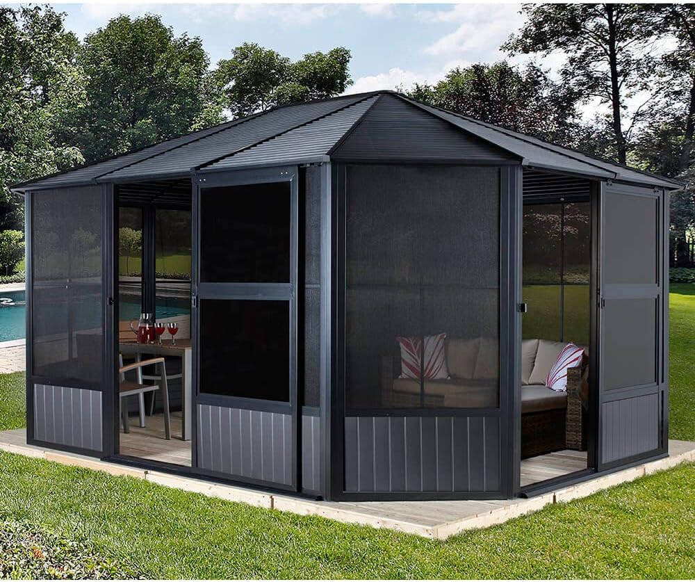 Sojag Outdoor 12' x 12' Charleston Solarium Outdoor Sunroom with Mosquito Nets