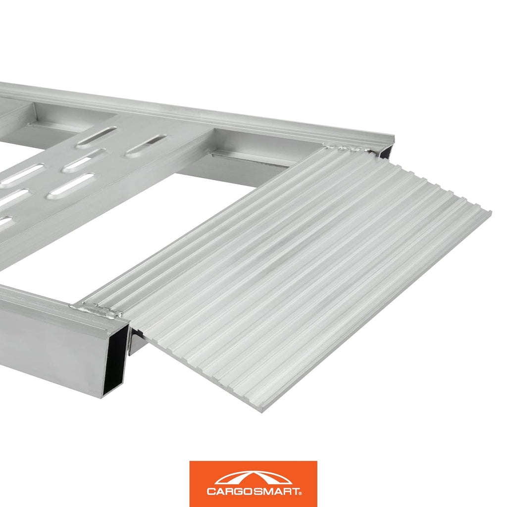CARGOSMART Aluminum Straight Fixed Ramp with Treads (2pk) - Easily and Safely Load and Unload Light Equipment, Lawn Tractors, ATVs and More, 1,250 lb. Capacity, 12' W x 78' L