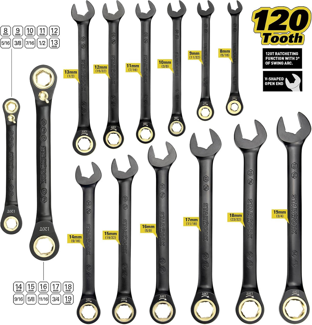 STARWORK TRUE MECHANIC 306-Piece Mechanics Tool Set and Socket Set, Comprehensive Tool Kit, Automotive Repair Tool Set, 【Pliers Wrench】, Professional