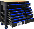 Rolling Tool Chest on Wheels, Heavy Duty Metal Tool Cabinet Chest with 12 Drawers, Wooden Workbench Top, Large Tool Cart for Warehouse, Garage, Workshop, Repair Shop, Tool Organizer Chest