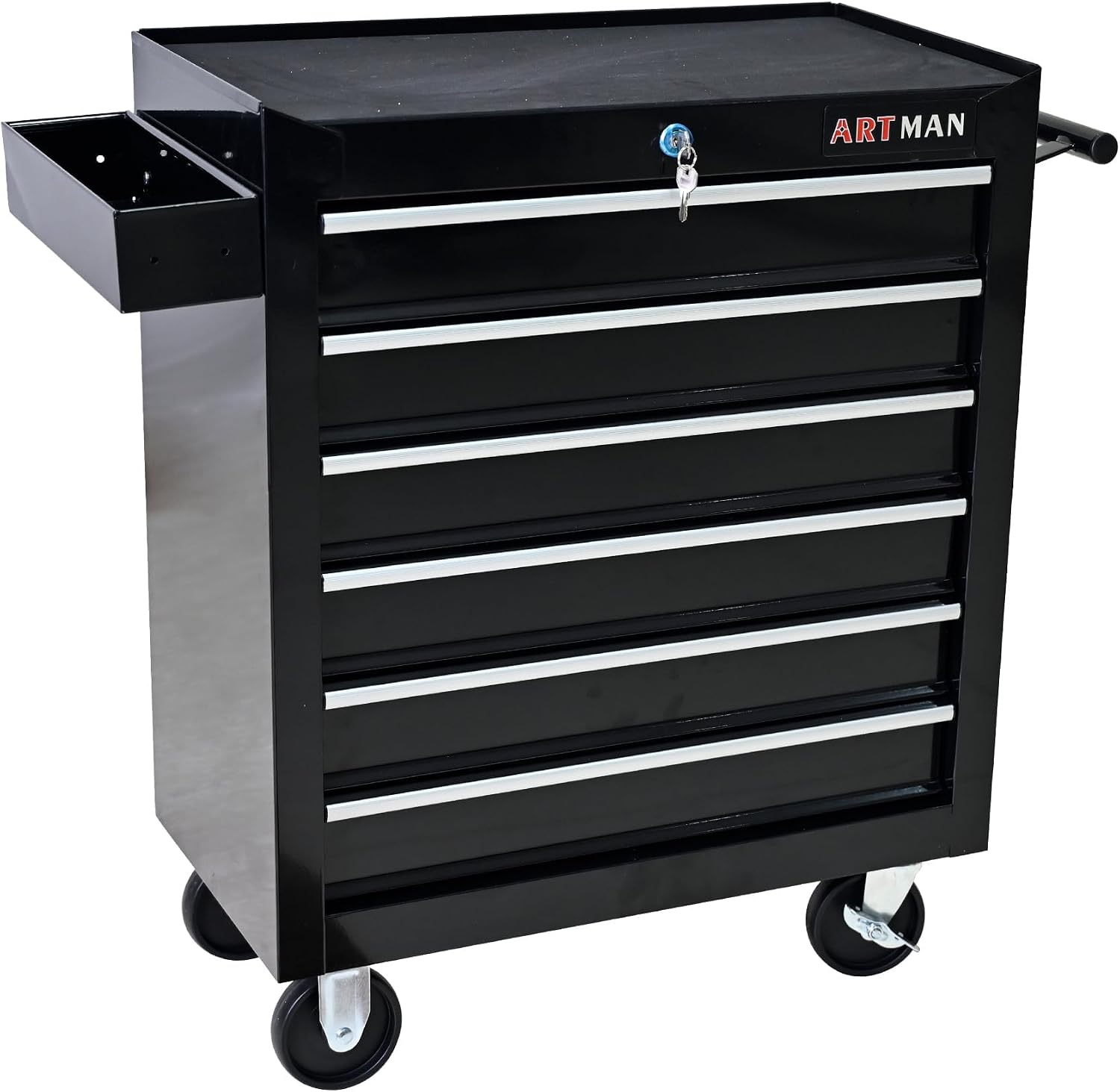 6-Drawer Heavy-Duty Rolling Tool Chest with Wheels, Steel Storage Organizer Cart with Handle, Metal Tool Cabinet for Garage, Workshop, and Repair Shop