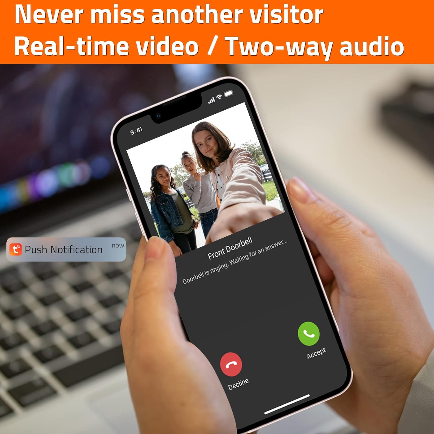 Wireless Video Doorbell Intercom with Monitor System, WiFi Video Intercom 1080P HD Metal Camera, 7 Inch Monitor with 32G Card Record, Tuya APP, 2-Way Audio, Unlock for Home Security System