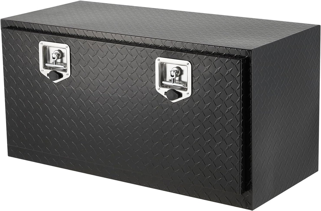 GarveeTech Underbody Truck Box,36 in Pickup Storage Box,Heavy Duty Aluminum Diamond Plate Tool Boxes with Lock and Keys,Waterproof Trailer Storage Box with T-Handle Latch for Truck,Van,Trailer，Black
