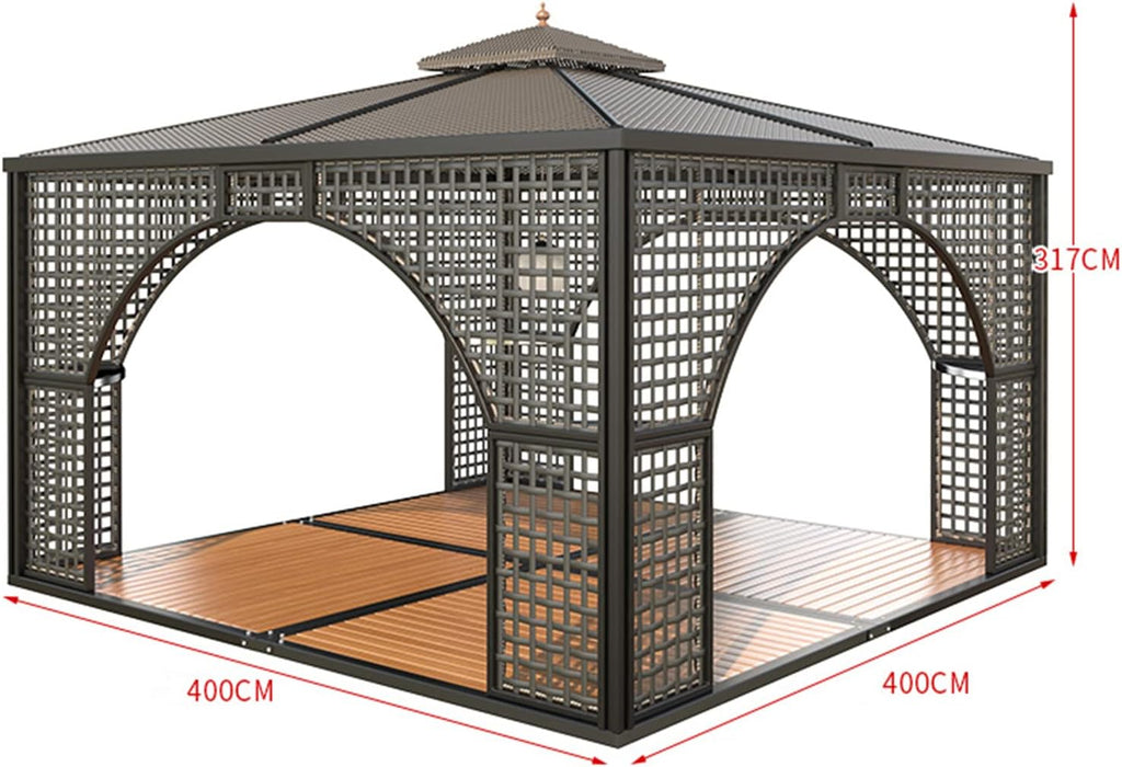 MARURY New Chinese Style Pavilion, Modern Pavilion, Hardtop Gazebo, Outdoor Pavilion Courtyard Outdoor Sunshade Garden Villa Leisure Canopy for Backyard, Patio, Garden