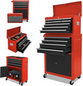 Tool Chest 13-Drawer with Double Door Handle,2 in 1 Detachable Rolling Tool Chests with Wheels and Drawers,Large Tool Box with Lock (Red＆Black)