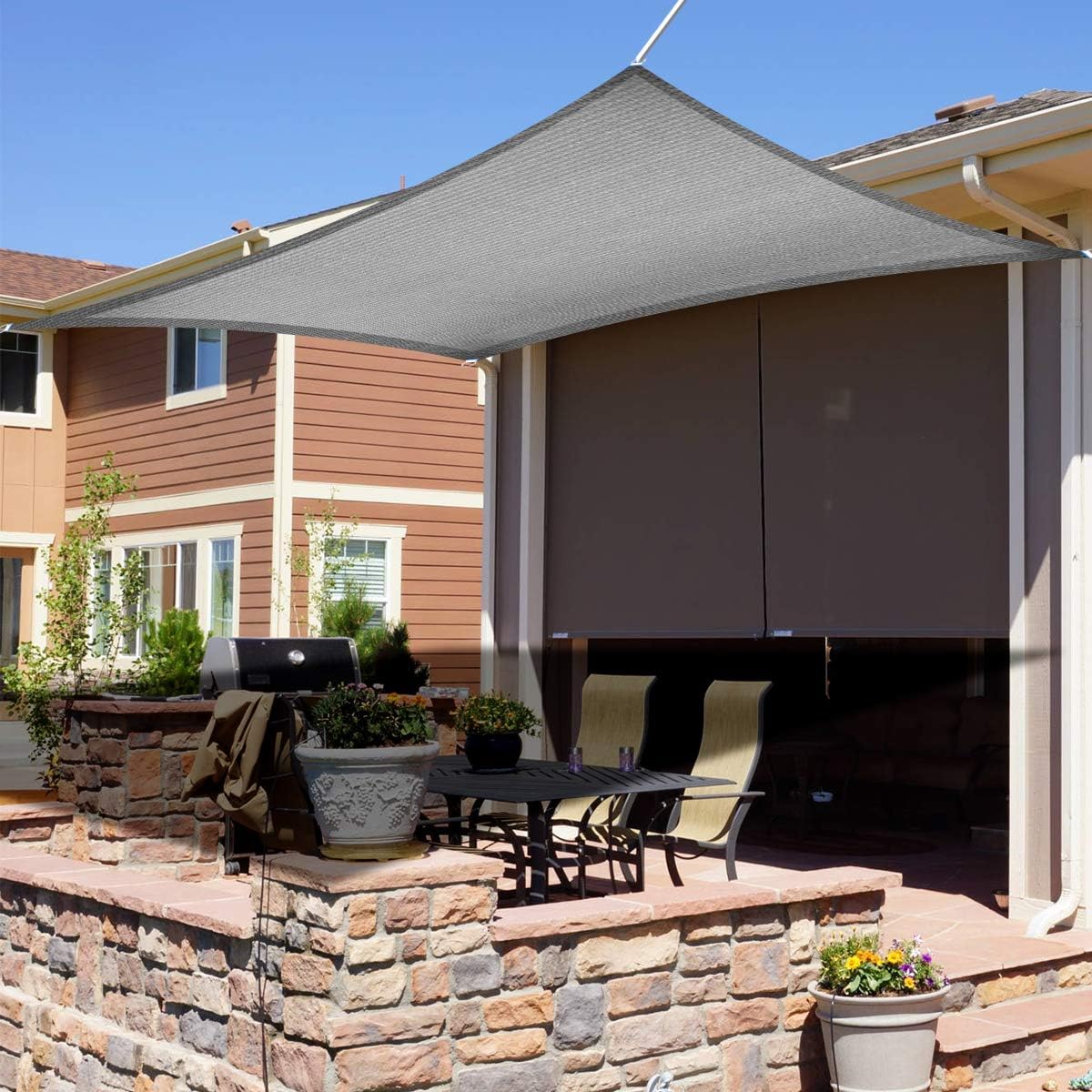 Eden's Decor Rectangular Grey 12' X 16' Sun Shade Sail UV-Blocking Outdoor Shade for Patio Backyard Pergola