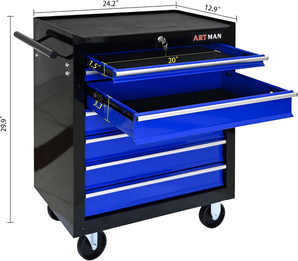 Mini Tool Box,Tool Box with Wheels, Lockable Rolling Tool Chest, Caja de herramientas para mecánico, Tool Box with Wheels,Work Table for Garage & Repair Shop,Warehouse, Workshop