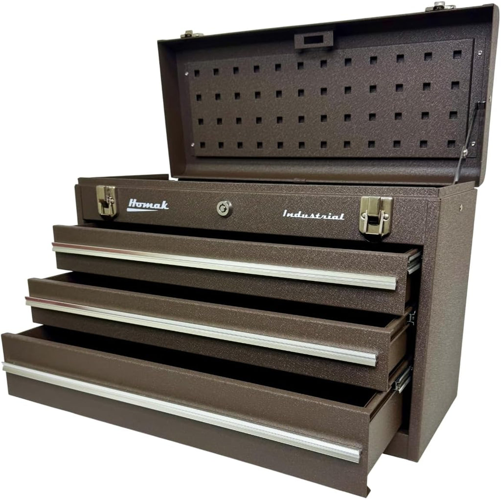 Homak Industrial 20-Inch 3-Drawer Friction Toolbox, Brown Wrinkle Powder Coat, BW00203200