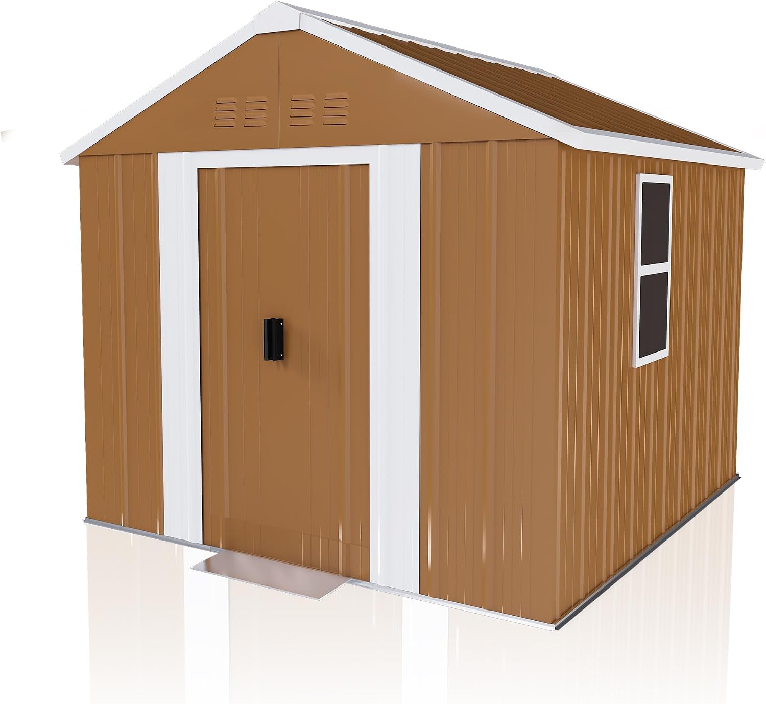 6x4 Outdoor Storage Shed, Heavy Duty Metal Shed, Lockable Garden Sheds with Sliding Door, Window and Airflow Design, Waterproof Steel Tool Sheds & Outdoor Storage for Backyard