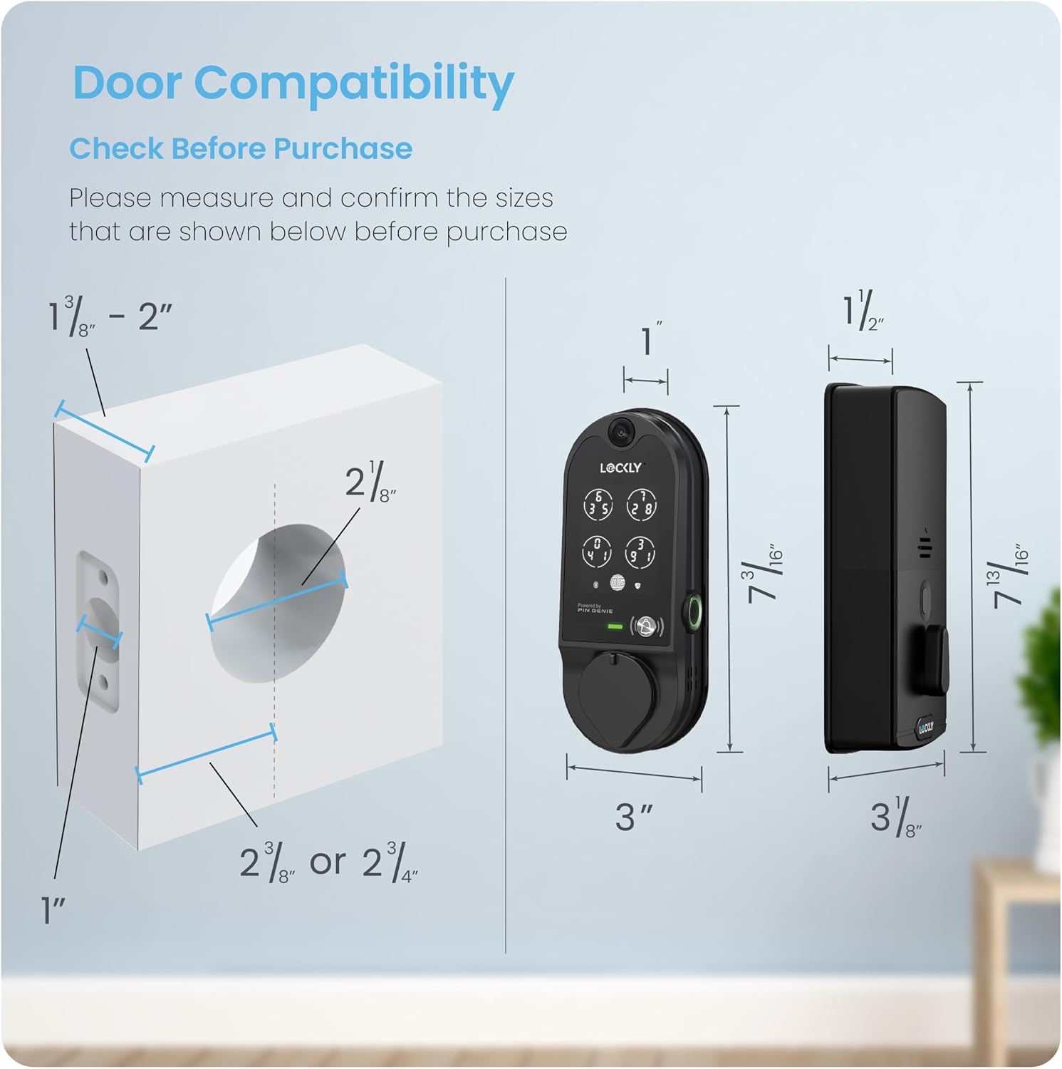 Lockly (Refurbished) Vision Smart Lock with Camera, Video Doorbell Keyless Entry Door Lock Wi-Fi, PIN Genie Keypad, Fingerprint, Remote Control, Easy Installation, No Monthly Fee