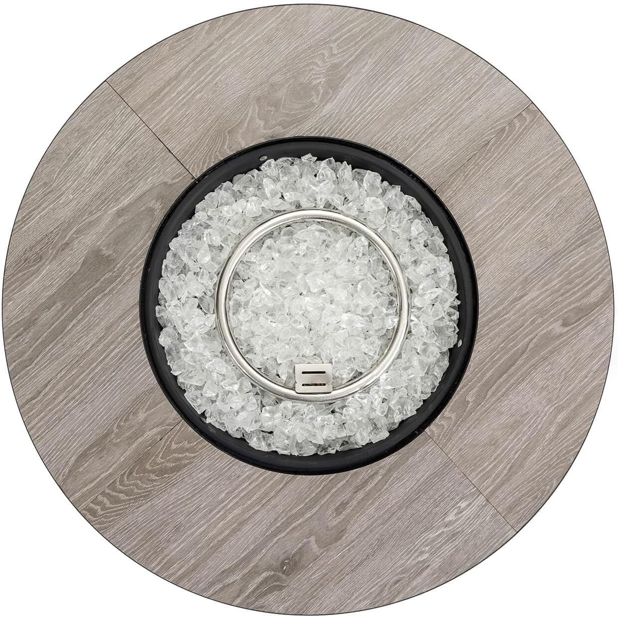 30'' Marble Ceramic Round Gas Fire Pit, 50,000 BTU Outdoor Fire Tables, Fire Table with Lid, Add Warmth & Ambience to Gatherings and Parties On Patio Deck Garden Backyard, White Glass Stone.