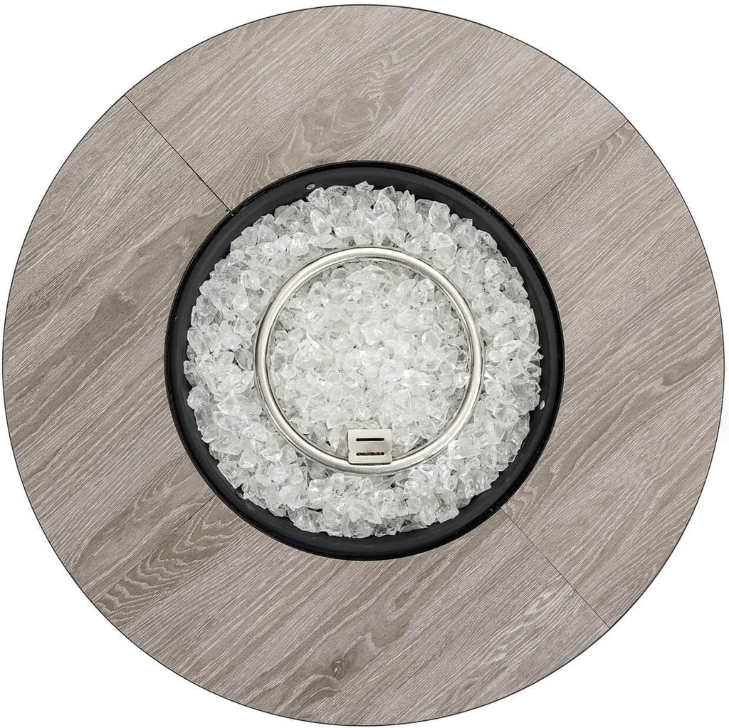 30'' Marble Ceramic Round Gas Fire Pit, 50,000 BTU Outdoor Fire Tables, Fire Table with Lid, Add Warmth & Ambience to Gatherings and Parties On Patio Deck Garden Backyard, White Glass Stone.