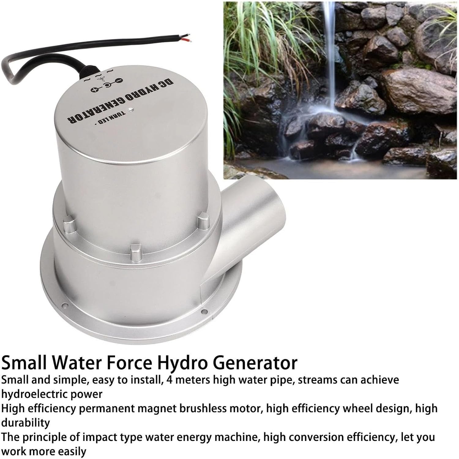200W Hydro Generator 12V/24V Water Powered - Portable Micro Hydro Turbine With Smart Controller, For Home/Camping/Off-Grid (40/20MM Inlet)(DC 18V to 12V 36W)