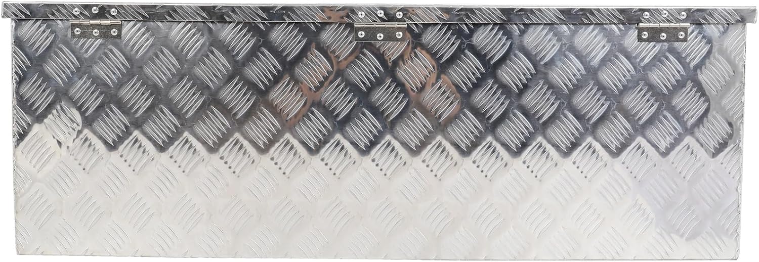 SCITOO 44 Inch Diamond Plate Truck Bed Tool Box,Heavy Duty Aluminum Crossover Storage for Most Full Size Pickups,Lockable Weatherproof Chest,Fits 44' Truck Beds,Easy Access to Load and Unload