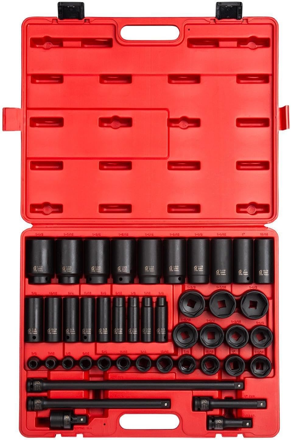 43PC 1/2' DR AE IMP SOCKET SET, Black