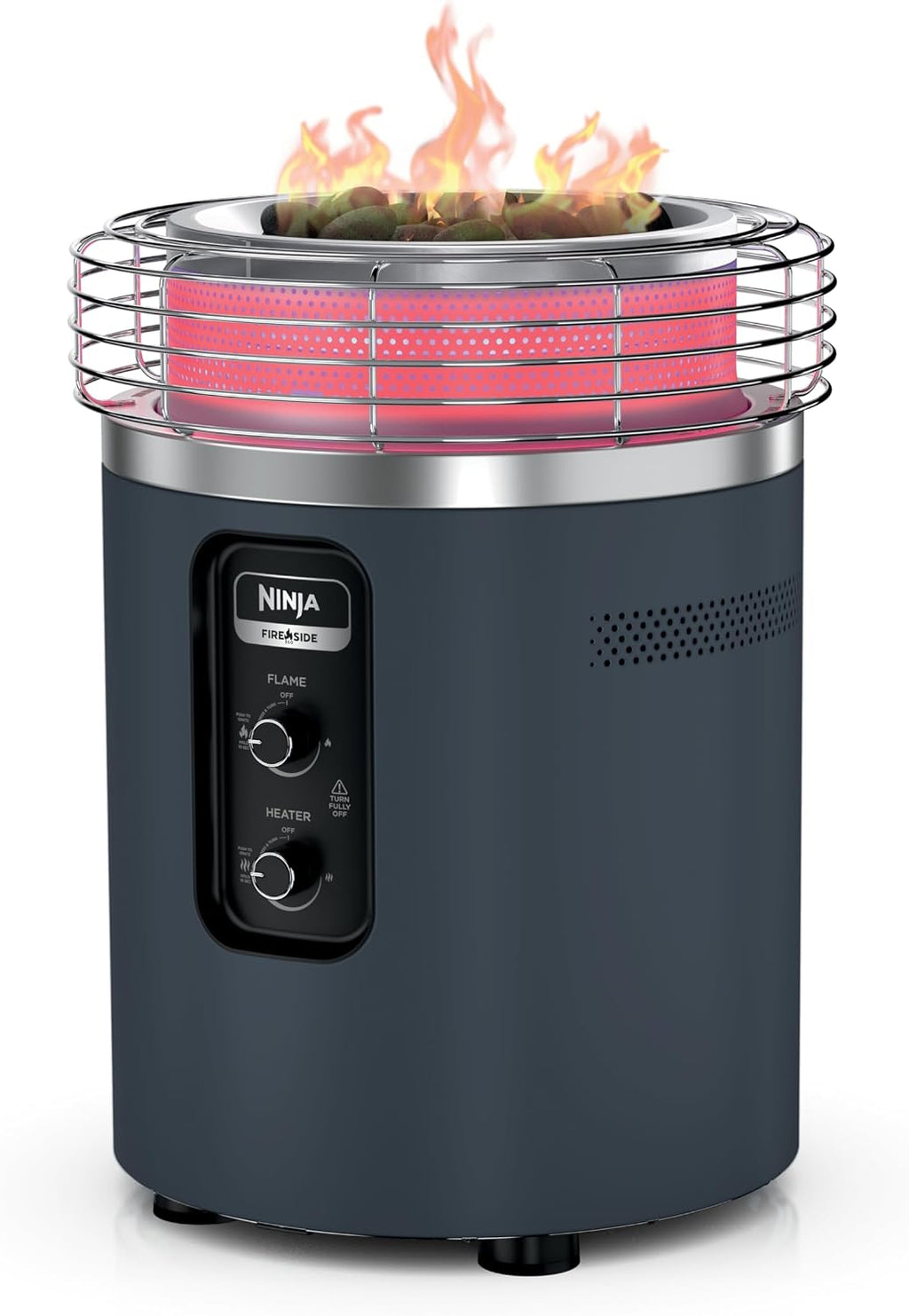 Ninja Fireside360™ Outdoor Heater & Fire Pit | 3 Modes: Flame, Heat, Flame & Heat | Portable for Patio, Deck, Camping | Easy Control Smokeless Flames | Push to Start Ignition | Cyberspace | OF101CY