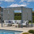 Aoodor 10 x 10 ft Outdoor Pergola with Retractable Shade Canopy, Matte Aluminum Frame, 4 Roller Shade Curtains, Grape Trellis for Patio, Backyard, Garden, and Deck, Grey