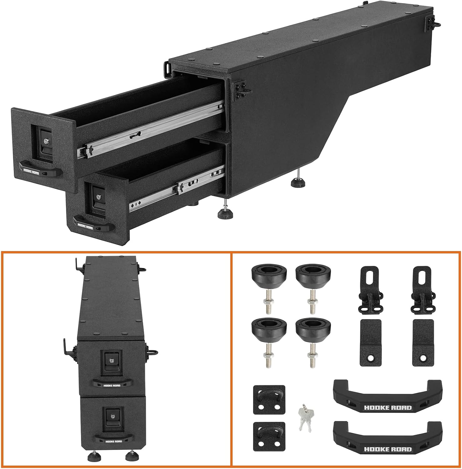 Hooke Road Colorado Wheel Well Tool Box for 2015-2022 Chevy Colorado & GMC Canyon 5'2' Bed, Truck Bed Storage Drawer System Lockable Toolbox