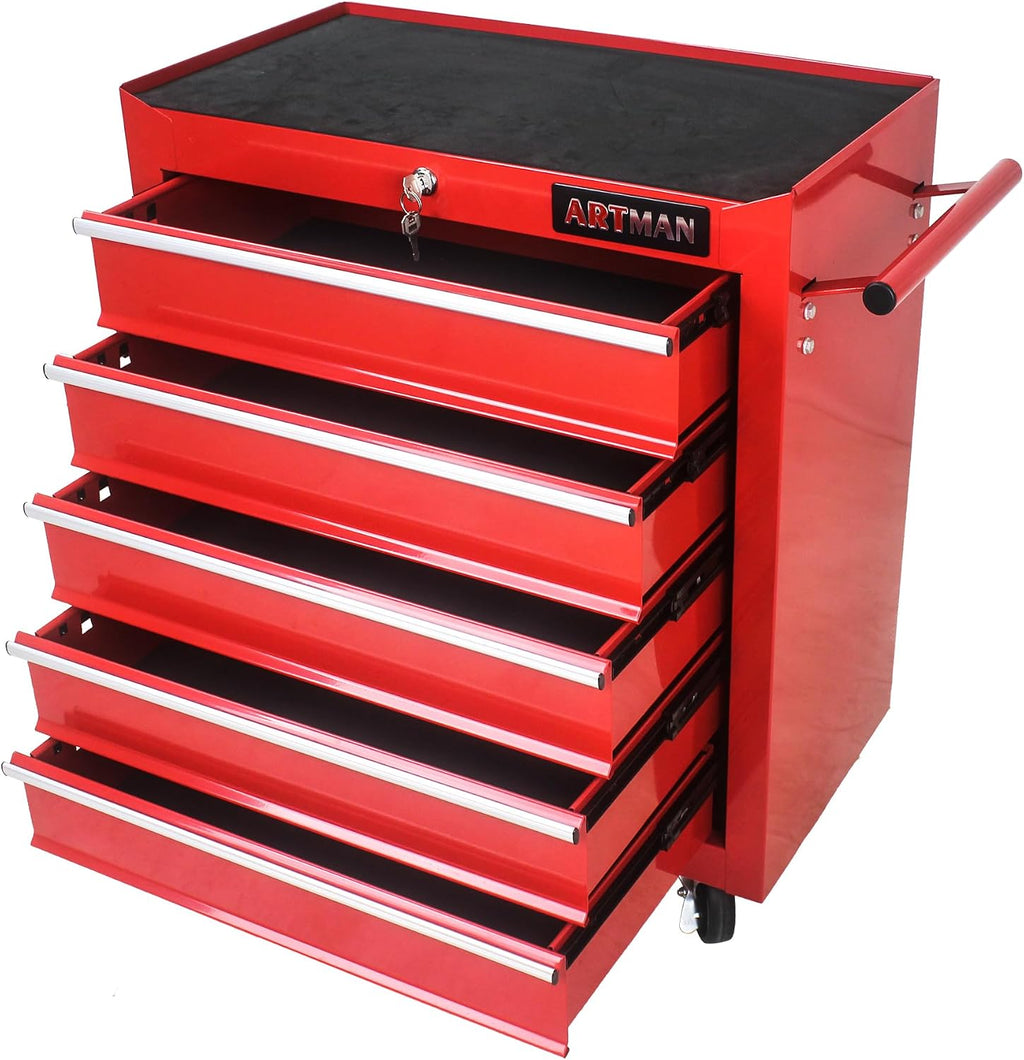 5 Drawers Rolling Tool Chest Cart ,24.2*12.9*29.9'Tool Storage Cabinet With 4 Wheels.Portable Tool Cabinet Trolley With Locking System and Drawer Liners.Tool Storage Cart for Garage,Workshop