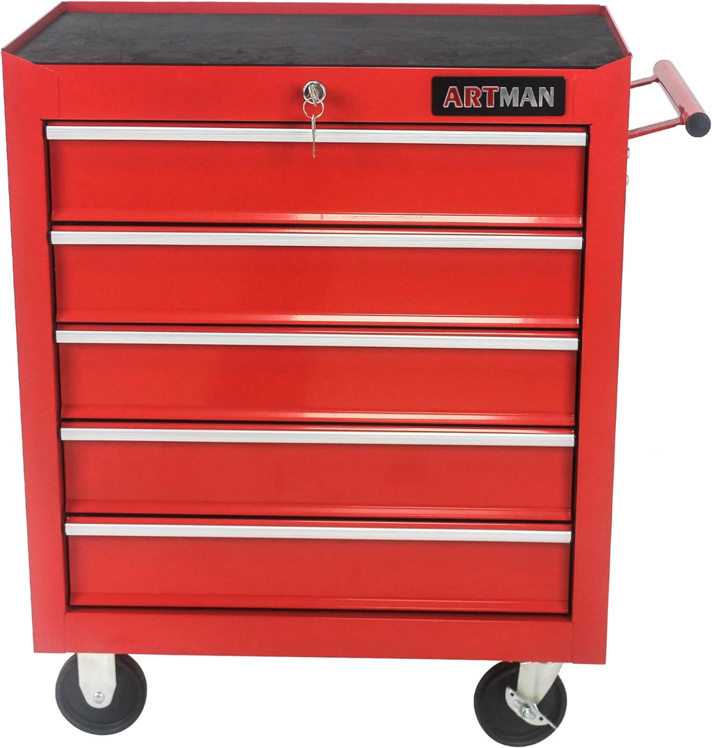5 Drawers Rolling Tool Chest Cart ,24.2*12.9*29.9'Tool Storage Cabinet With 4 Wheels.Portable Tool Cabinet Trolley With Locking System and Drawer Liners.Tool Storage Cart for Garage,Workshop