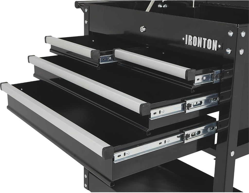 Ironton Mobile Tool Chest, Slide Top Tool Cart Made of Rust-Resistant Powder-Coat Finish, Mobile with Fully Opening Lid, Four Locking Drawers, Rolling Tool Carts Tool Cart with Drawers