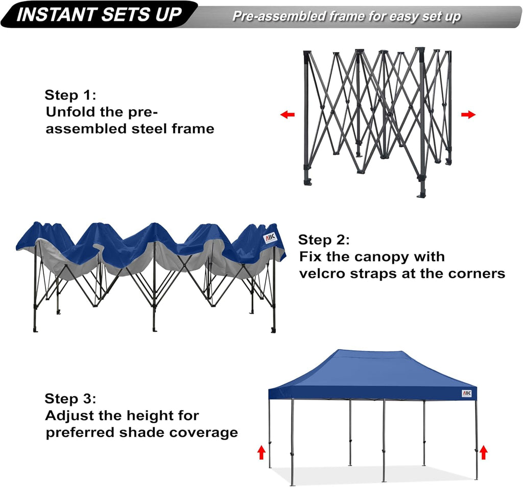 ABCCANOPY Patio Pop Up Canopy Tent 10x20 Commercial-Series (Navy Blue)