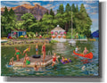 Epic Graffiti 'Gazebo Lake' by Bigelow Illustrations Canvas Wall Art, 34' x 26'