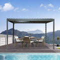 Domi Outdoor Louvered Pergola 10x13FT with Adjustable Steel Roof, Outdoor Aluminum Frame Rainproof Pergola for Backyard, Garden and Lawn,Gray