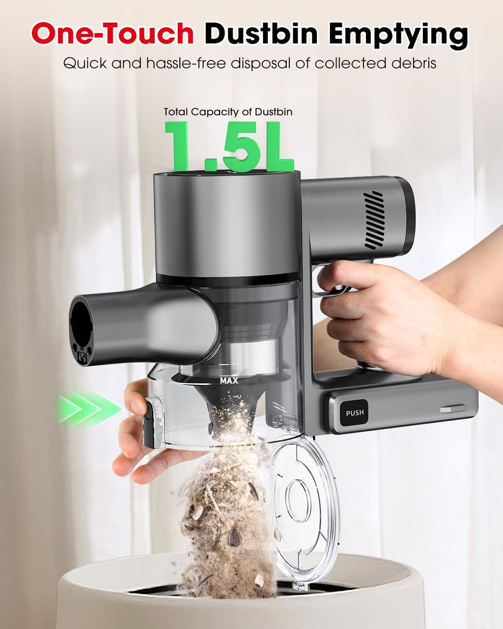 Cordless Vacuum Cleaners for Home, Up to 55 Minutes, Powerful Suction, Tangle-Resistant, Lightweight, Rechargeable Stick Vac with Wall Mount for Carpet, Tile, Pet Hair, Hardwood Floors