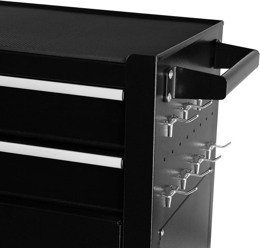 HRVEOCEI Rolling Tool Chest with Drawers, Metal Tool Cabinet on Wheels with Detachable Top Tool Box, 8-Drawer Tool Cart with Adjustable Shelf and Locking Mechanism (8-Drawer Black)