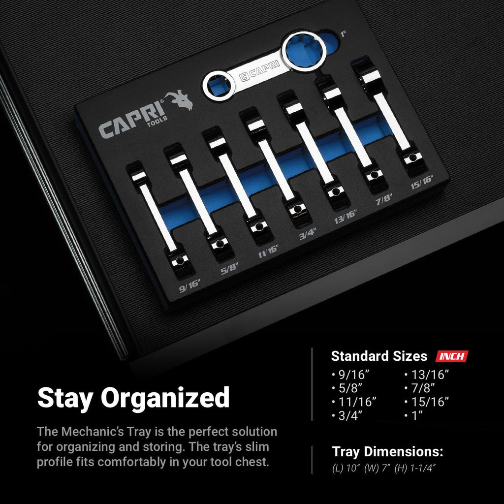 Capri Tools 1/2 in. Drive Torque Adapter Set, 12-Point Box End, 9/16 to 1 in., SAE, 8-Piece with Mechanic's Tray