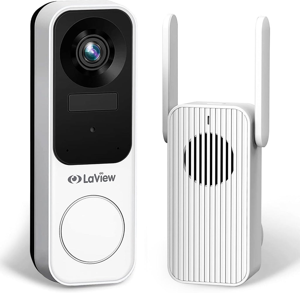 LaView Doorbell Camera Wireless, 2K 3MP HD WiFi Video Doorbell with Chime, Battery Powered Weatherproof Door Security Camera, Human Detection Night Vision, Two-Way Audio, USA Cloud Server