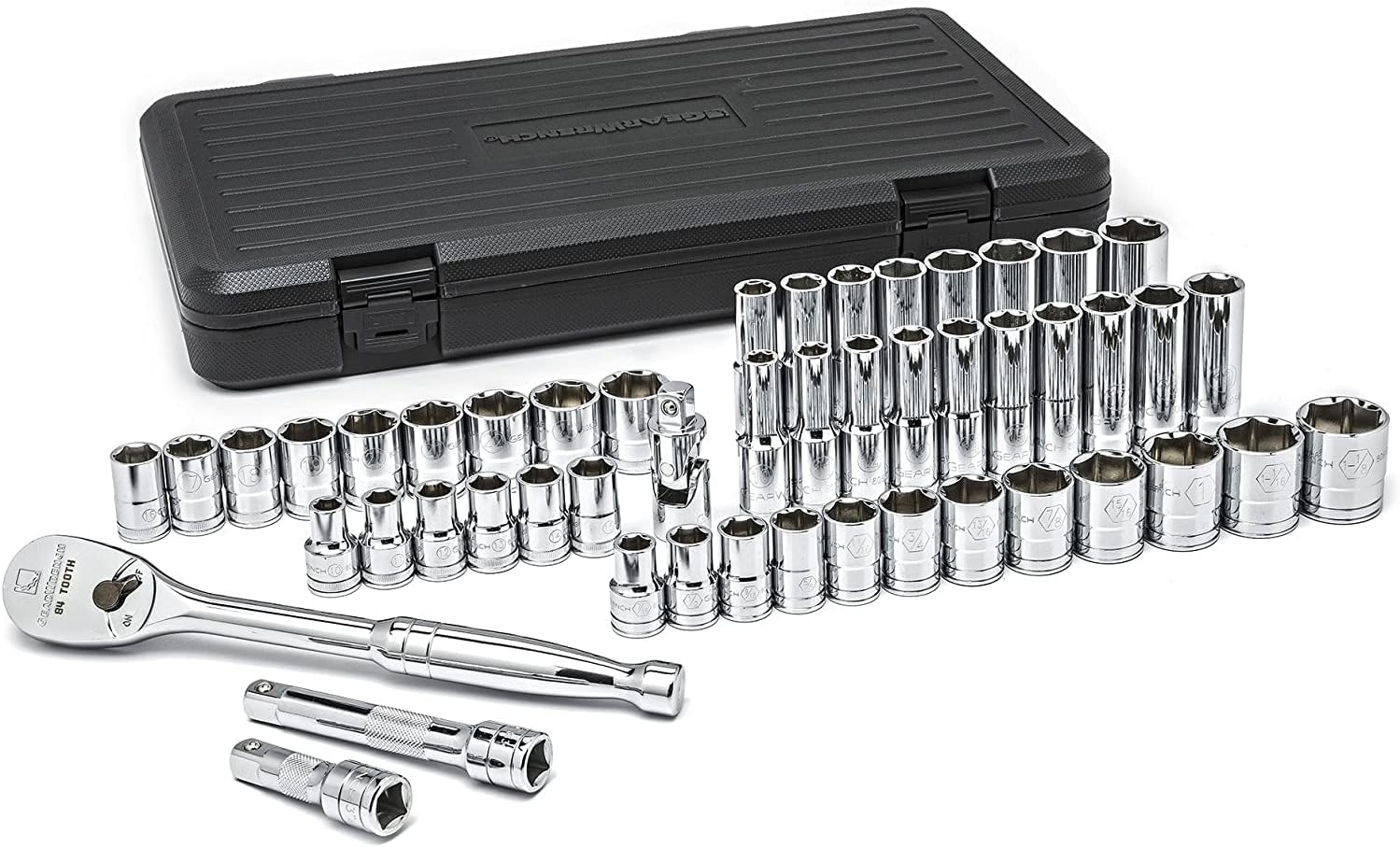 GEARWRENCH 49 Pc. 1/2' Drive 6 Pt. Socket Set, Standard/Deep, SAE/Metric - 80700D