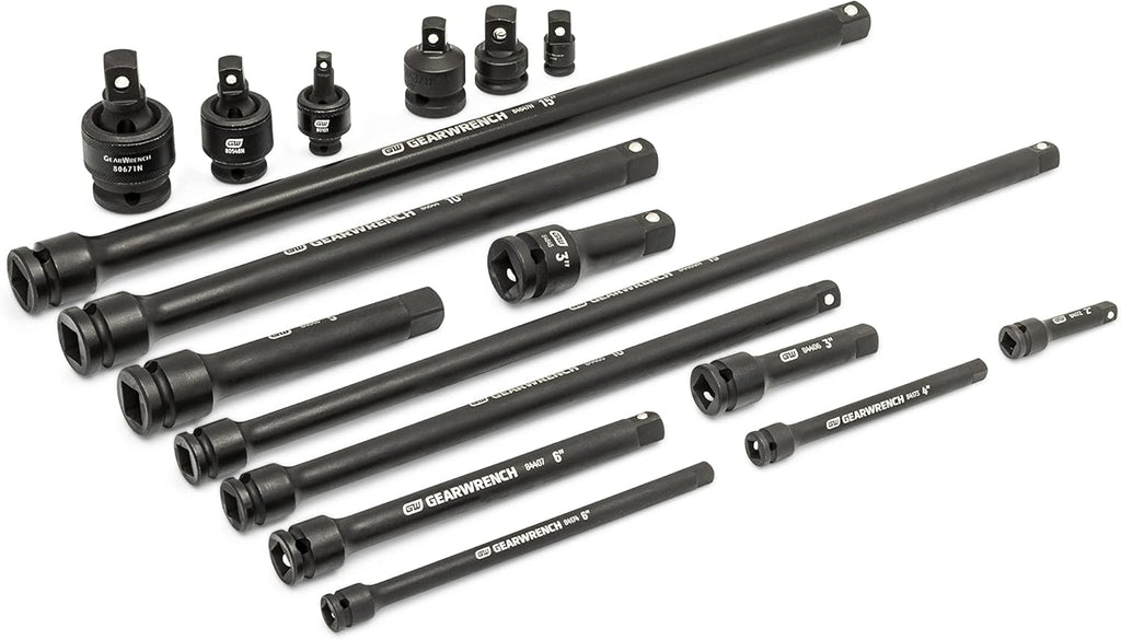 GEARWRENCH 17 Piece 1/4', 3/8', 1/2' Impact Drive Tool Accessories Set with EVA Foam Tray - 86524
